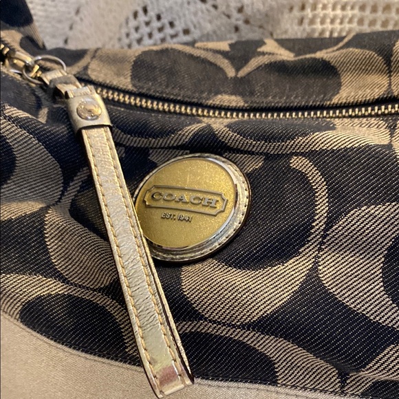 Coach Denim Navy and Silver Shoulder with Signature Monogram. Holiday Sale - Picture 6 of 15